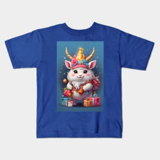 Cute Party Goat with Gifts Illustration Kids T-Shirt